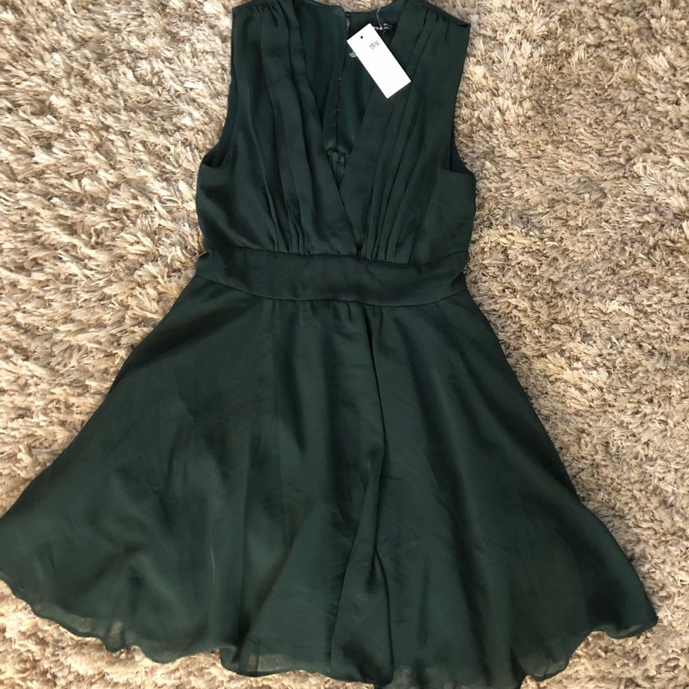 NWT tfnc Forest Green Mini Dress with tule lining